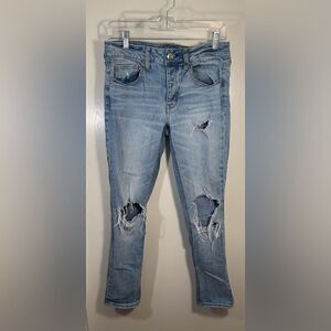 American eagle GUC Tom girl distressed button fly jeans Size 2